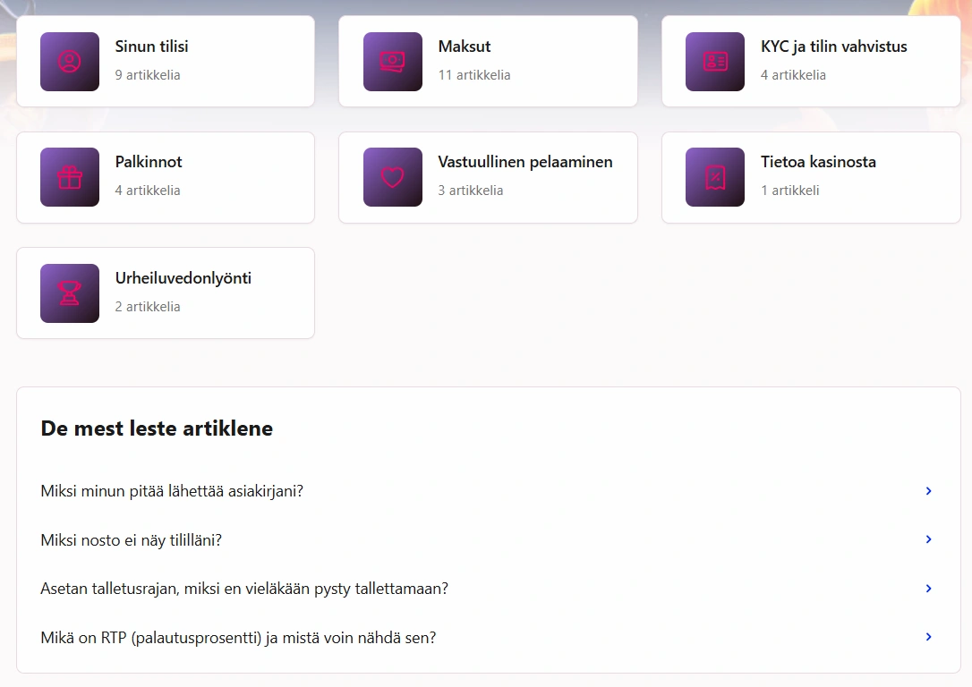 Asiakaspalvelu RedDice Casinolla